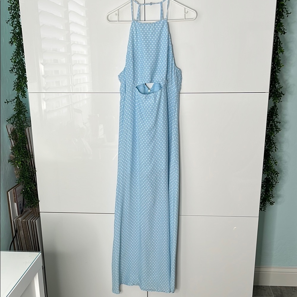 Light Blue Polka Dot Maxi Dress